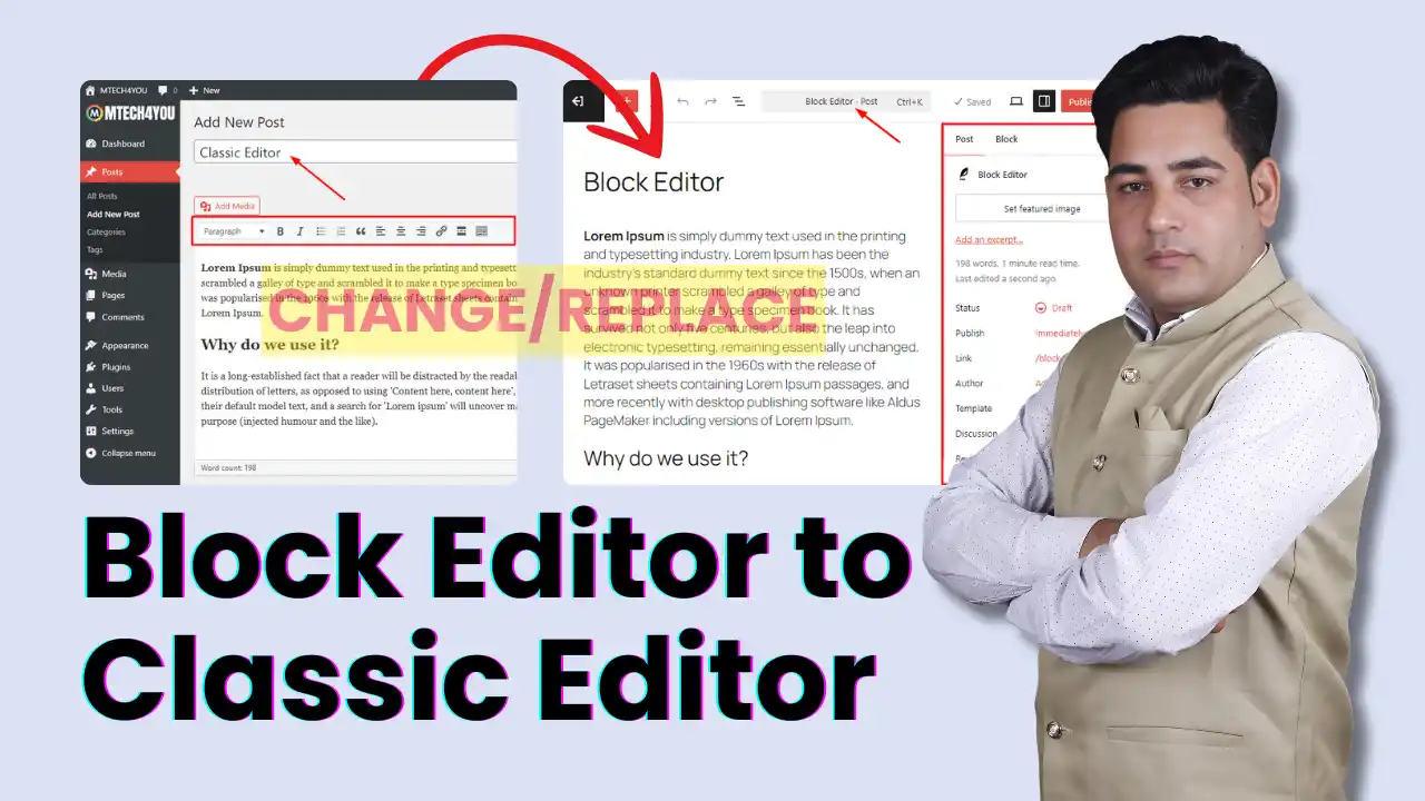 Change or Replace Block Editor to Classic Editor Easily in WordPress